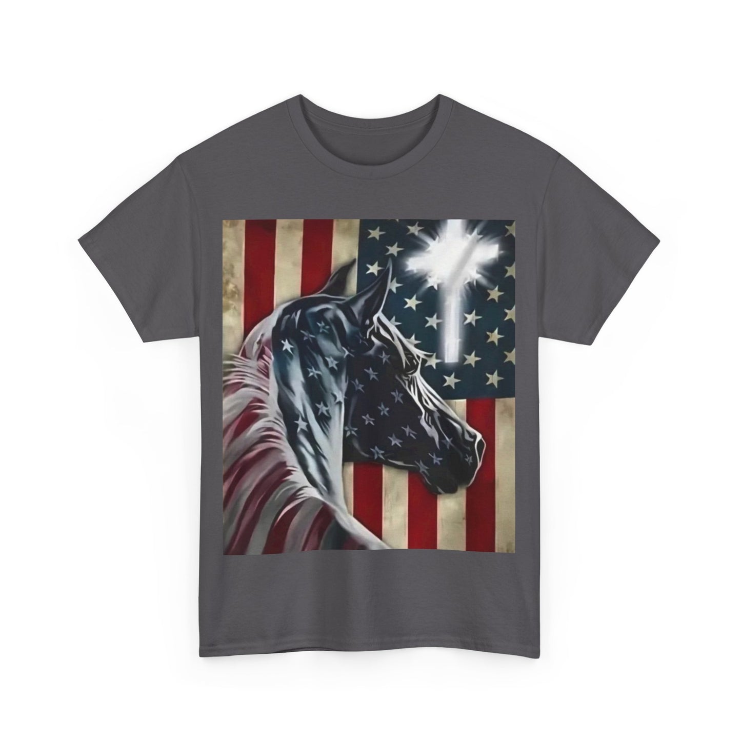 Patriotic T-Shirt Unisex Horse Flag Cross design