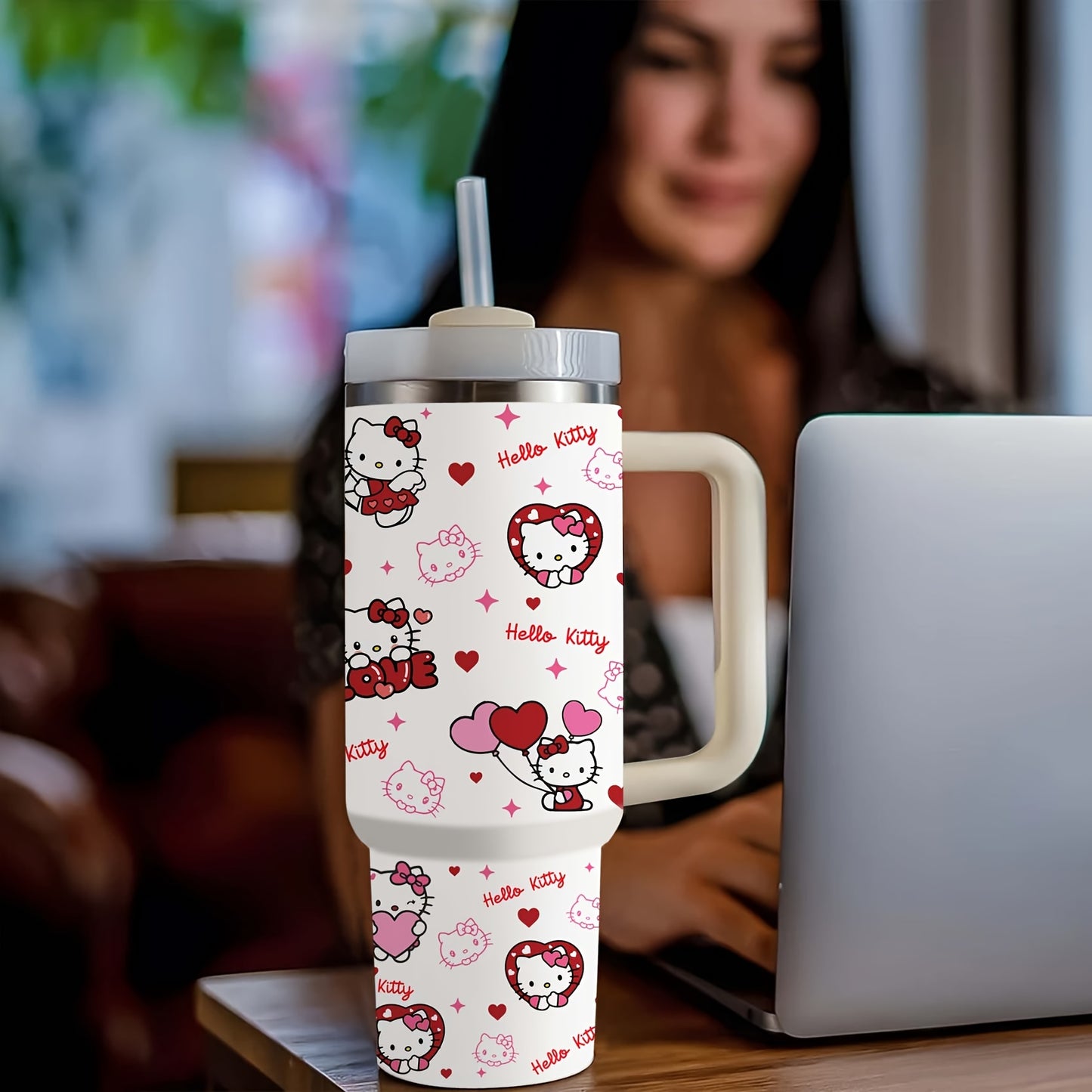 "Stay Hydrated in Style with Our 40oz Hello Kitty Thermal Tumbler - Perfect for Hot or Cold Drinks! 🌟"