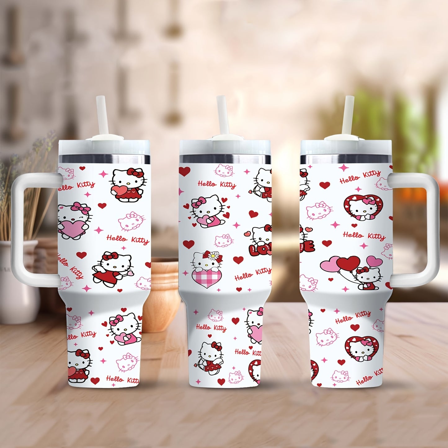 "Stay Hydrated in Style with Our 40oz Hello Kitty Thermal Tumbler - Perfect for Hot or Cold Drinks! 🌟"